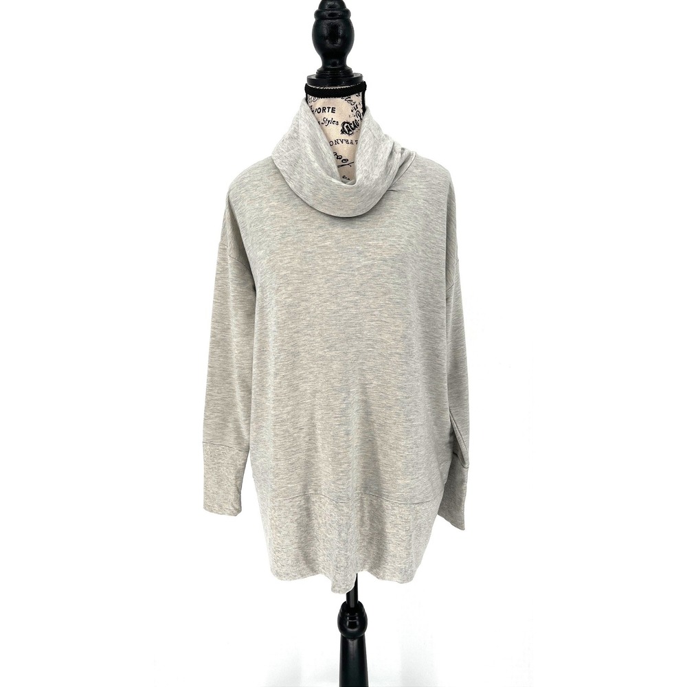Garnet Hill Cowl Neck Knit Tunic XS Heather Gray Cozy Chic Minimalist NWOT